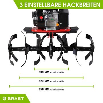 BRAST Benzinmotorhacke Gartenfräse 5,15kW(7PS), Luftgekühlter 4 Takt OHV-Motor, 3 Arbeitsbreiten: 33cm, 62cm und 85cm