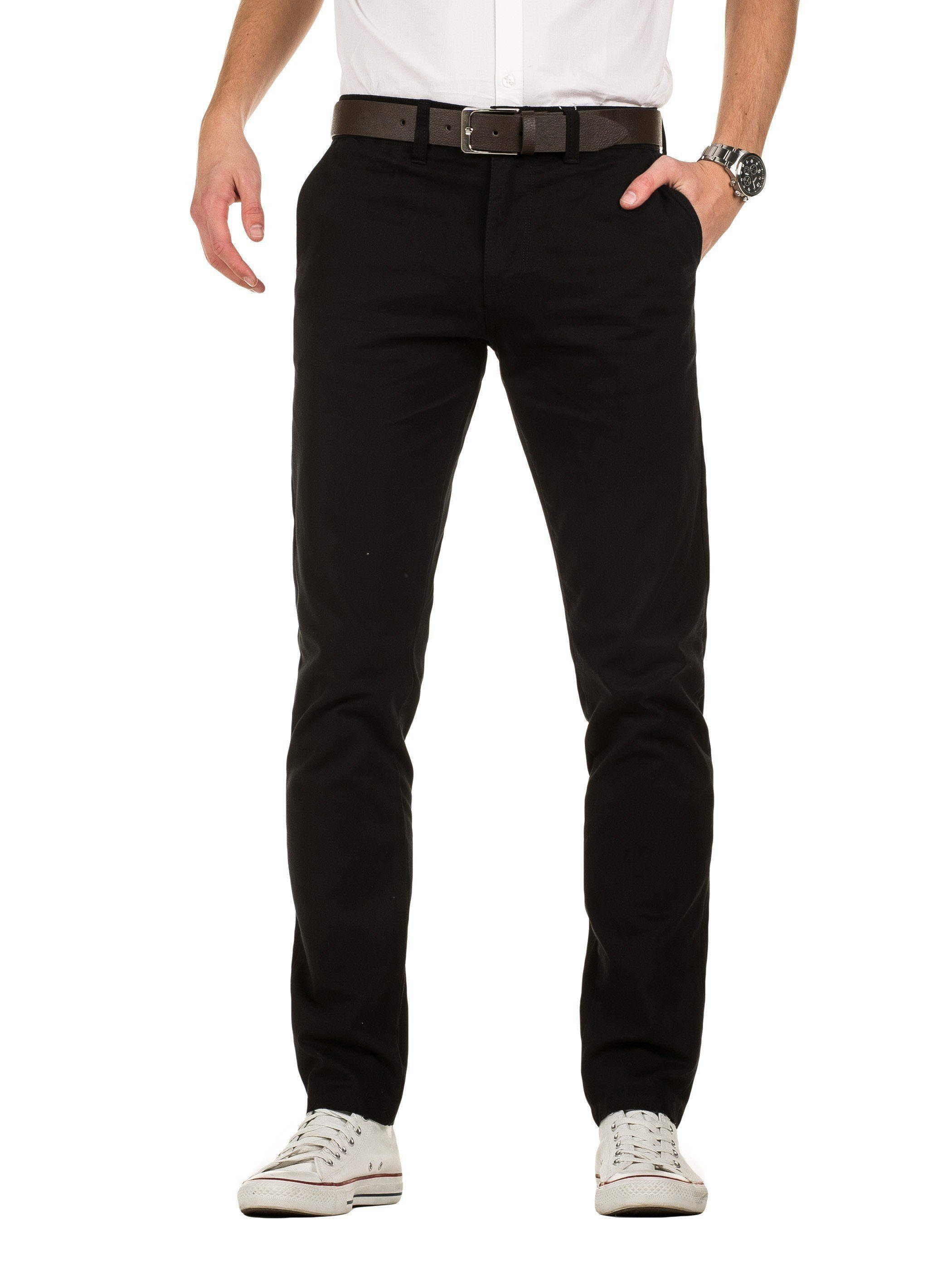 Yazubi Chinohose Kyle Chino-Hose mit Gürtel Schwarz ( black 194008)