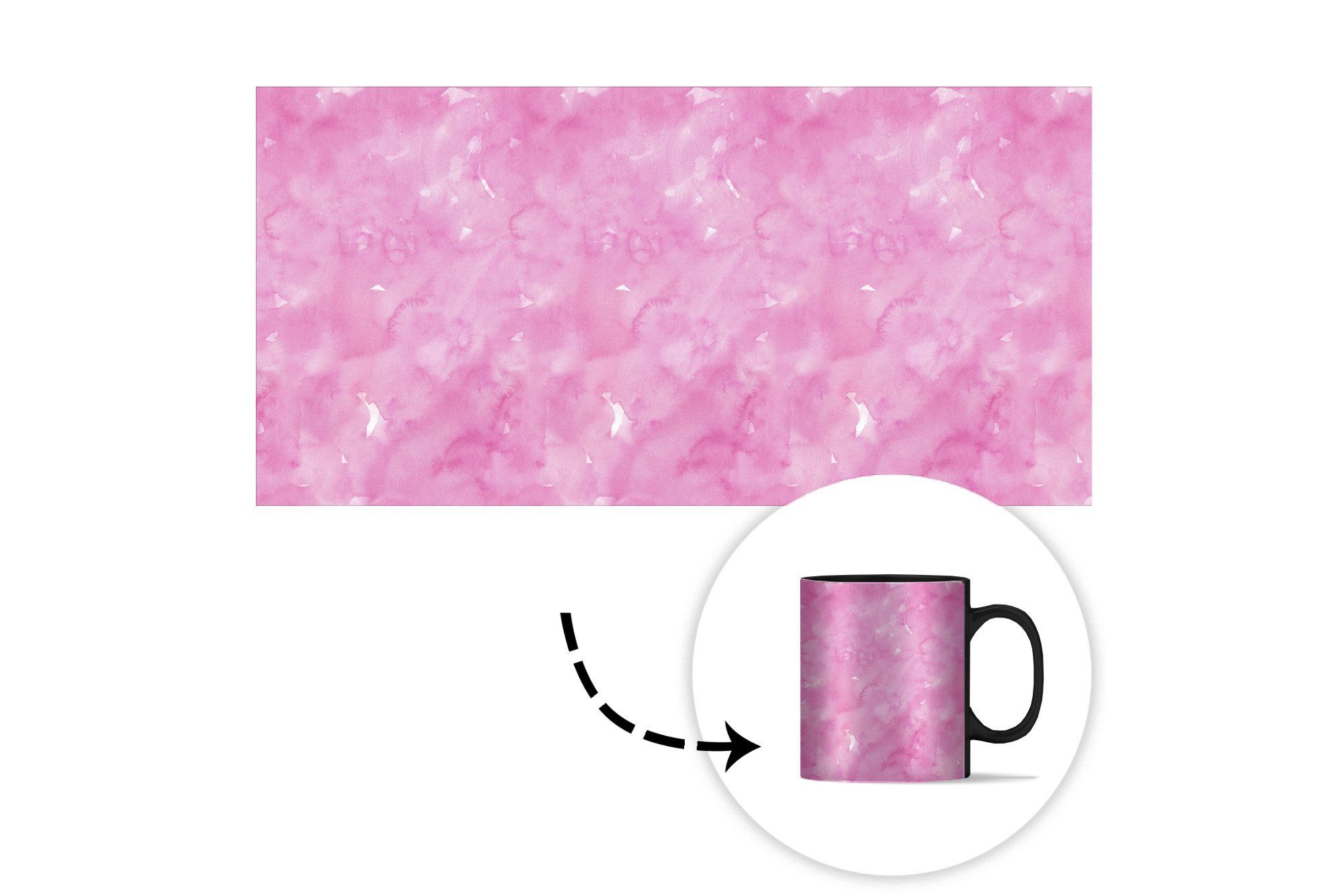 Muster, Geschenk Rosa Keramik, Tasse Teetasse, Farbwechsel, - Aquarell - Kaffeetassen, Zaubertasse, MuchoWow