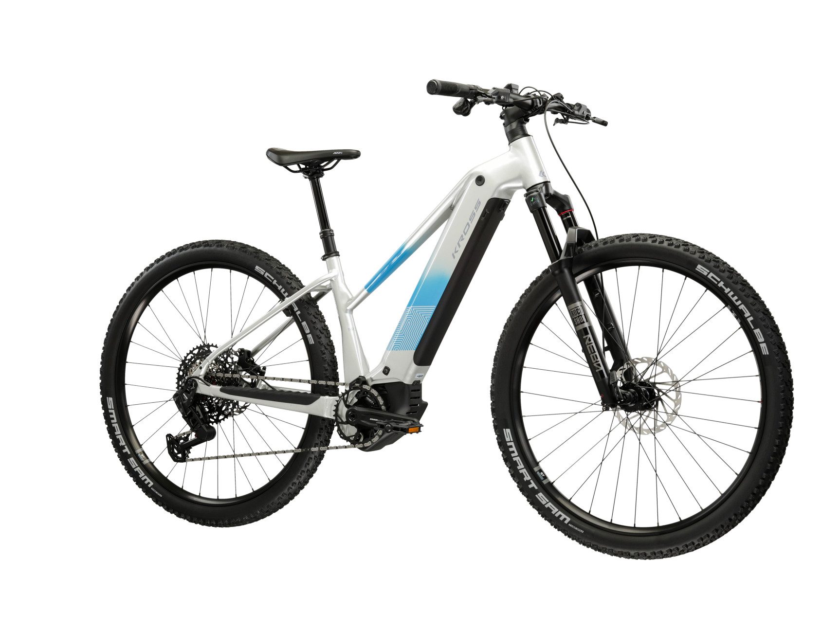 Kross E-Bike Mountainbike Influx Hybrid 5.0 21,3Ah / 800 Wh 27,5 Zoll silber 12 Gänge 2026, 12 Gang SRAM S1000 EAGLE AXS Schaltwerk, Kettenschaltung, Mittelmotor, 800 Wh