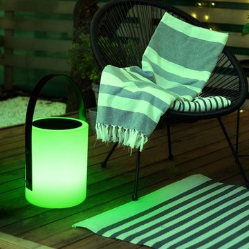 etc-shop Außen-Tischleuchte, LED-Leuchtmittel fest verbaut, Warmweiß, Farbwechsel, Tischleuchte Außen Akku Garten Tischlampe Outdoor USB