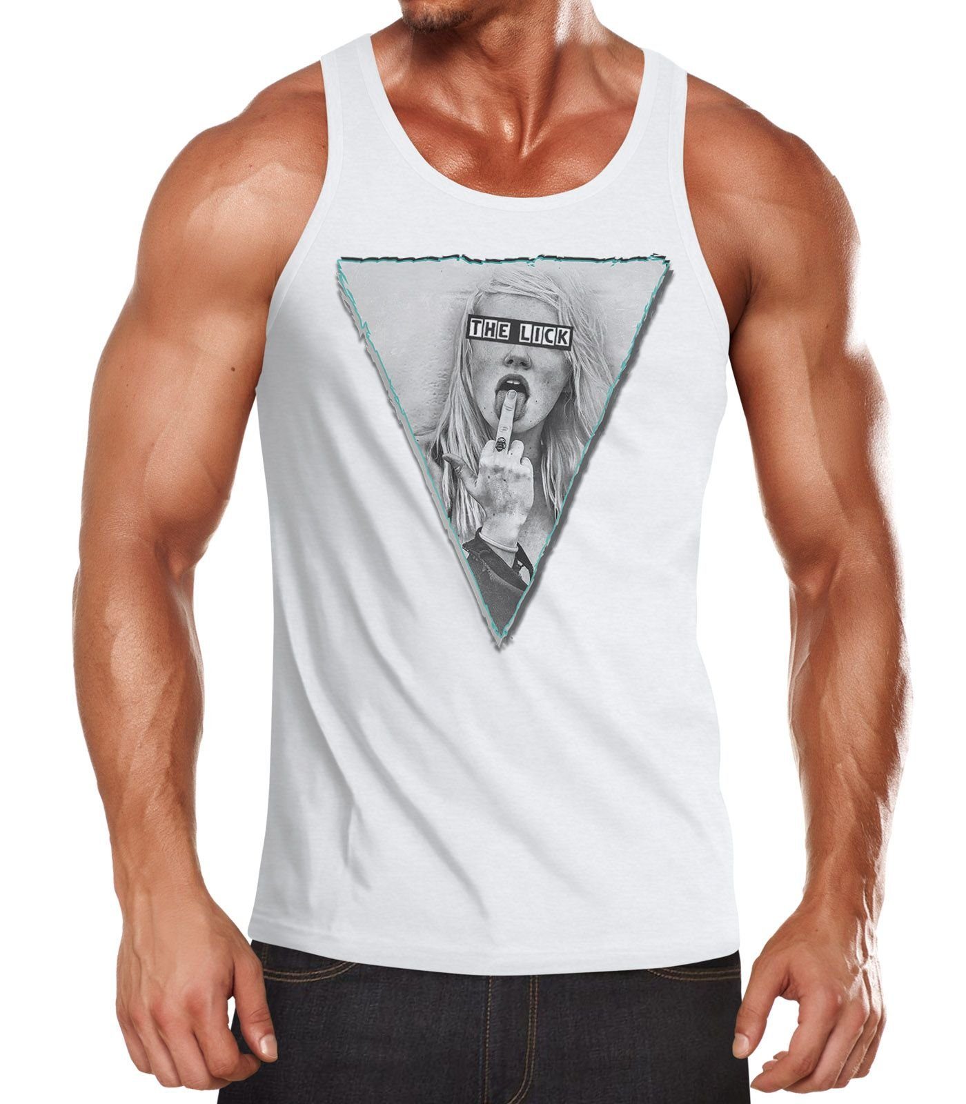 Neverless Tanktop Herren Tank Top mit Frau die Mittelfinger zeigt The Lick Fuck Off mit Print