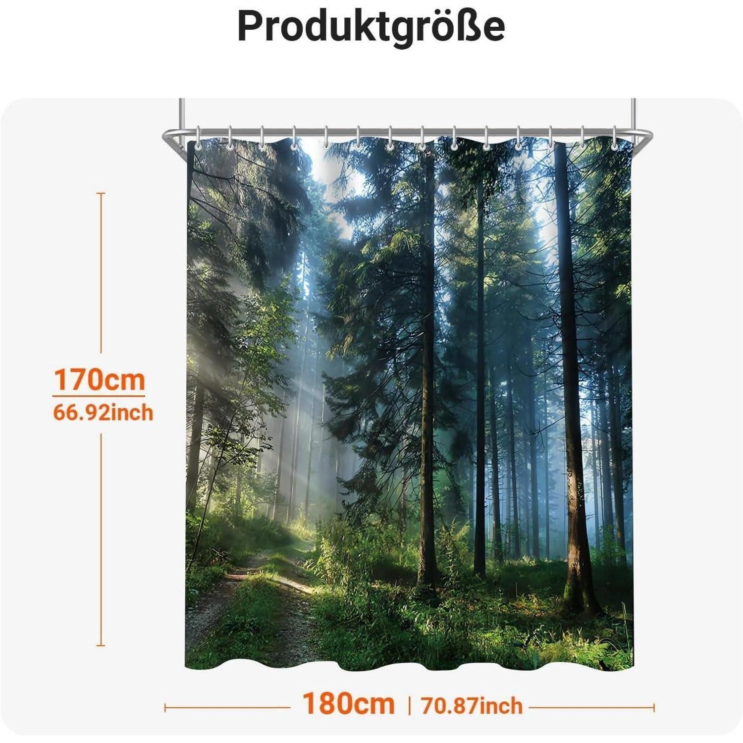 LuxusKollektion Duschvorhang Duschvorhang 180x170 Wald Dschungel Sunshine Forest 180 x 170 cm