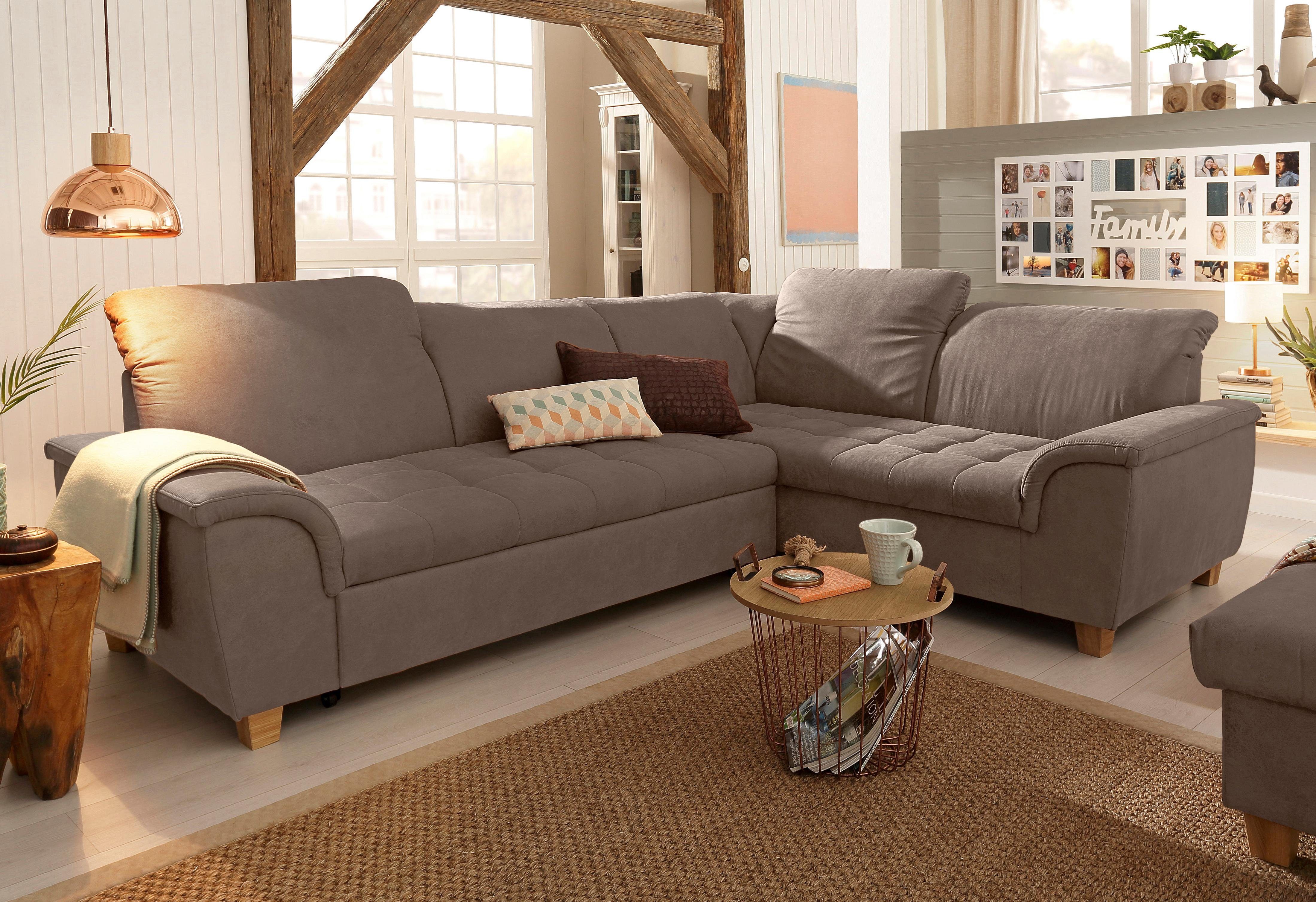 Home affaire Ecksofa Lyla fester Sitzkomfort, bequeme Armlehnen, Breite 275cm, L-Form, wahlweise mit Rückenfunktion und Bettfunktion