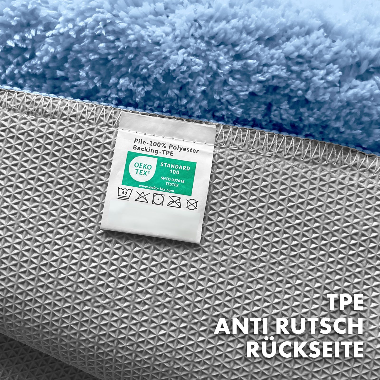 Kubus Badematte Karat Rechteckig, Badteppich, Extrem weicher & dichter Hochflor, Höhe 30 mm, rutschhemmende Latexbeschichtung, Polyester, Polyester, Waschmaschi – Bild 4 von 5