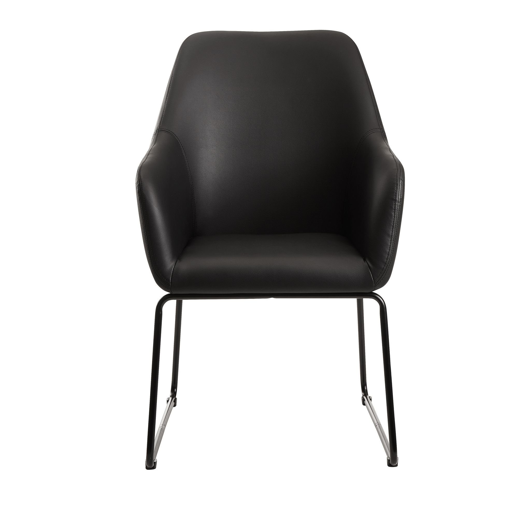 FINEBUY Esszimmerstuhl FB58825 (Schwarz Kunstleder / Metall, Polsterstuhl  Modern), Küchenstuhl Gepolstert, Schalenstuhl Esszimmer