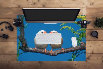 MuchoWow Gaming Mauspad Ein blauer Himmel über den Zebrafinken (1-St), Büro für Tastatur und Maus, Mousepad Gaming, 90x60 cm, XXL, Großes