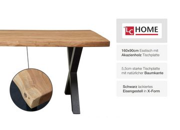 LC Home Esstisch massiver Baumkanten Holztisch Akazienholz Massivholz Industrial Design (Set, 1 Tisch)