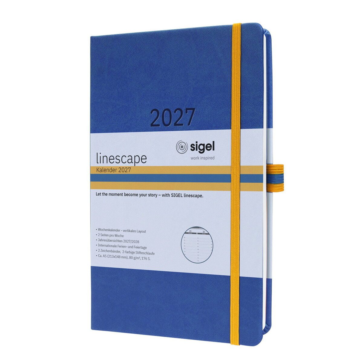 Sigel Taschenkalender Wochenkalender Linescape 2027 DE Hardcover blau 176 Seiten ca. A5