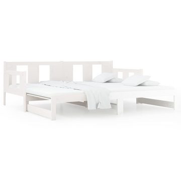 vidaXL Bett Tagesbett Ausziehbar Weiß Massivholz Kiefer 2x(80x200) cm