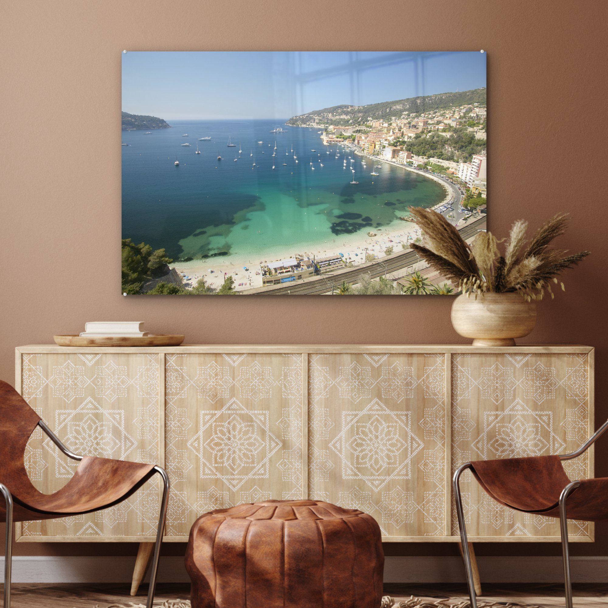 MuchoWow Acrylglasbild Strand - St), (1 Schlafzimmer - Acrylglasbilder Wohnzimmer Meeresküste & Nizza