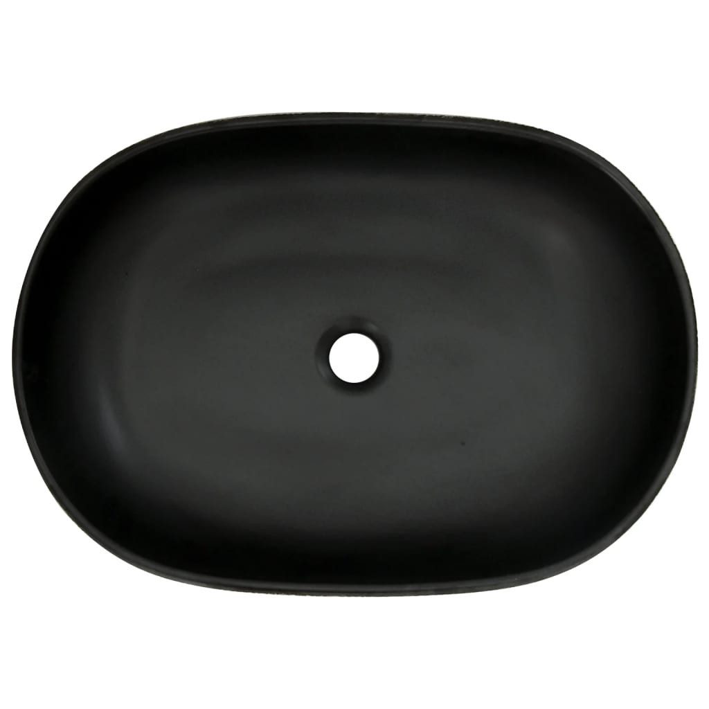vidaXL Waschbecken Waschbecken Badezimmer Aufsatzwaschbecken Schwarz und Blau Oval 59x40x