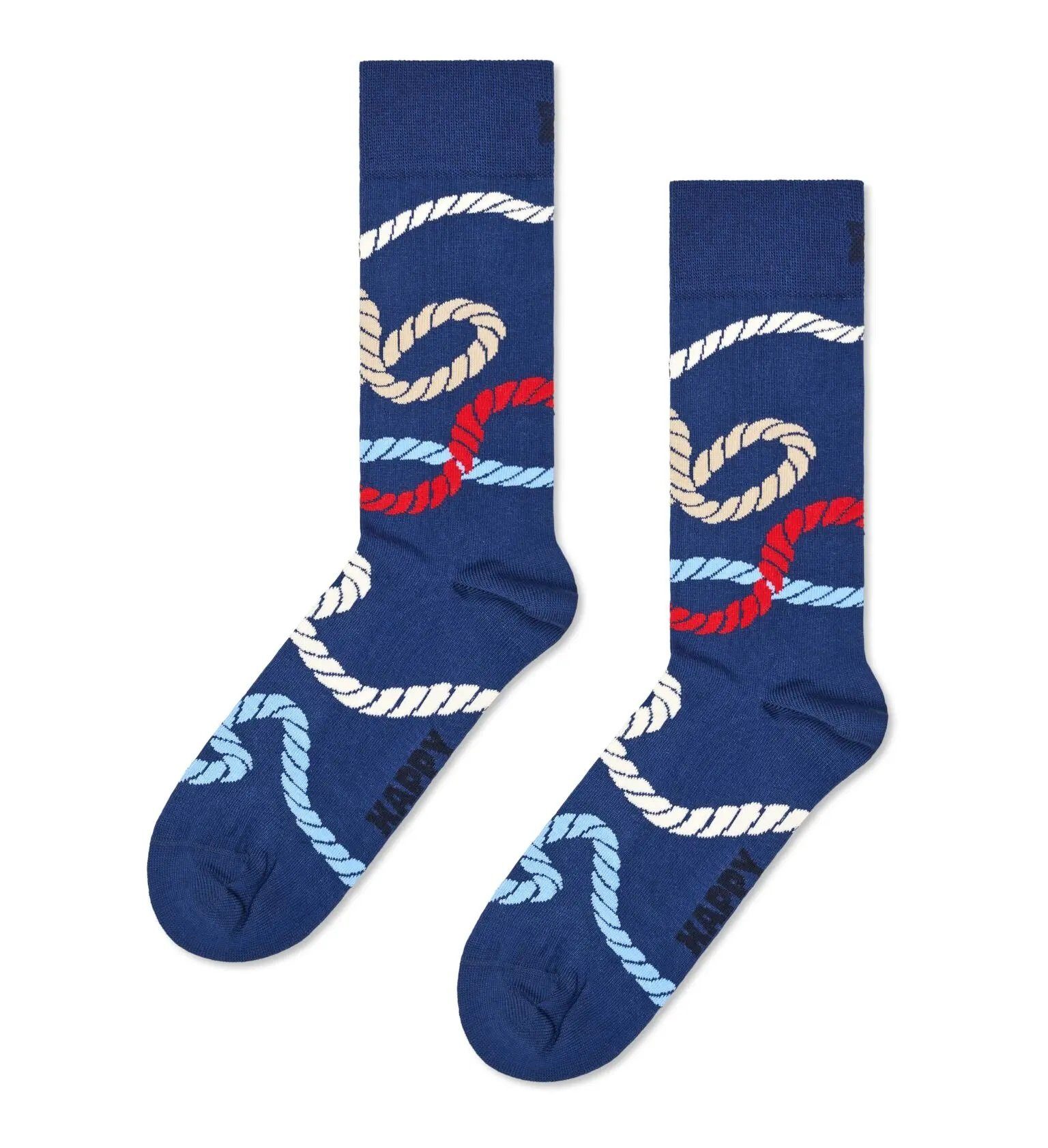 Happy Socks Socken Tagessocke Crew Rope (Seil) navyblau - 1 Paar günstig online kaufen