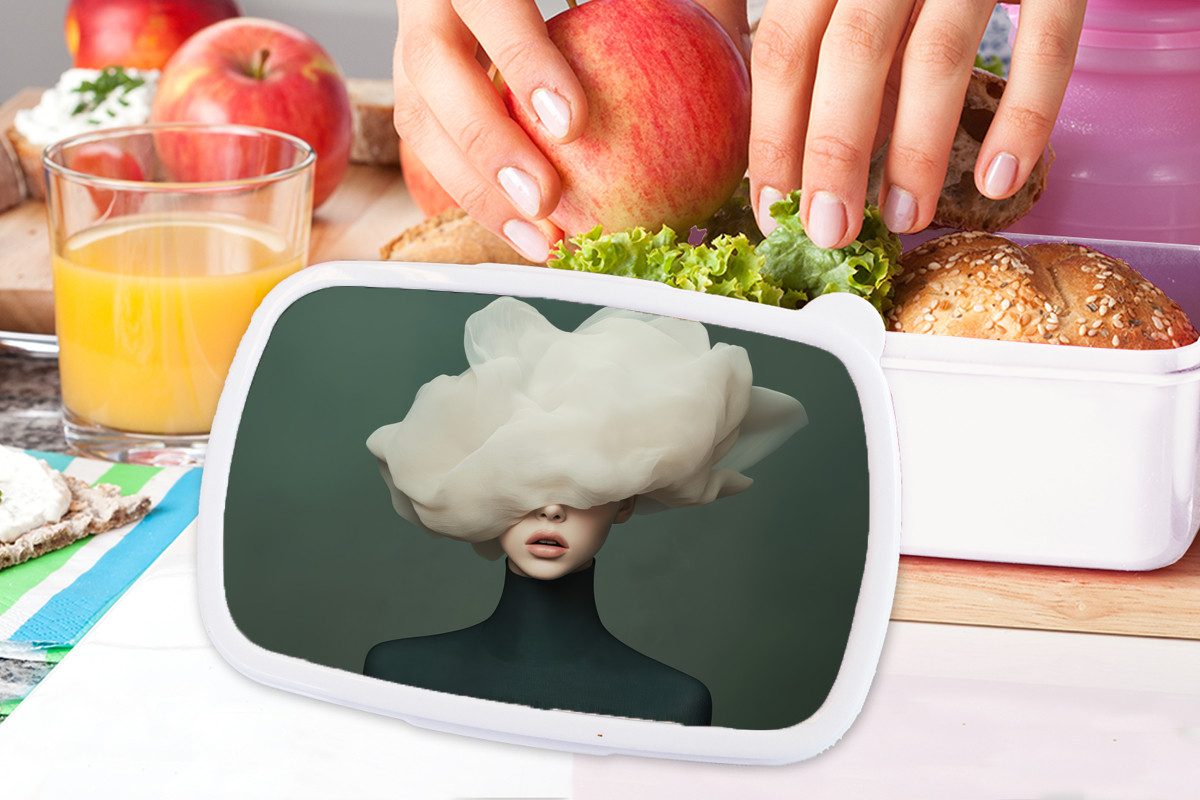 MuchoWow Lunchbox Hut - Frau - Beige, Kunststoff, (2-tlg), Brotdose Schule oder Arbeit, Brotbox für Kinder und Erwachsene