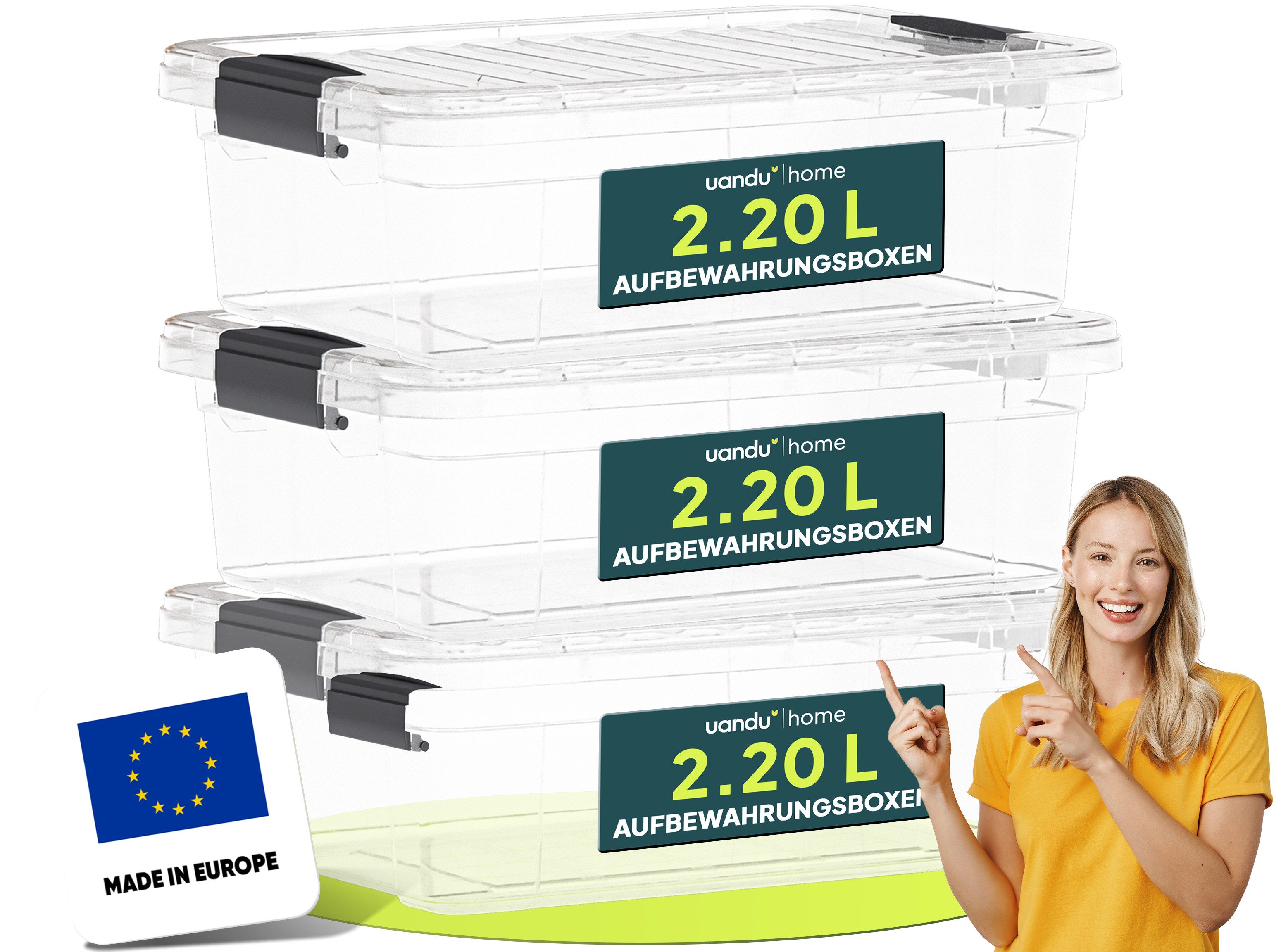 uandu home Aufbewahrungsbox mit Deckel groß Set BPA Frei Kunststoff, Aufbew günstig online kaufen