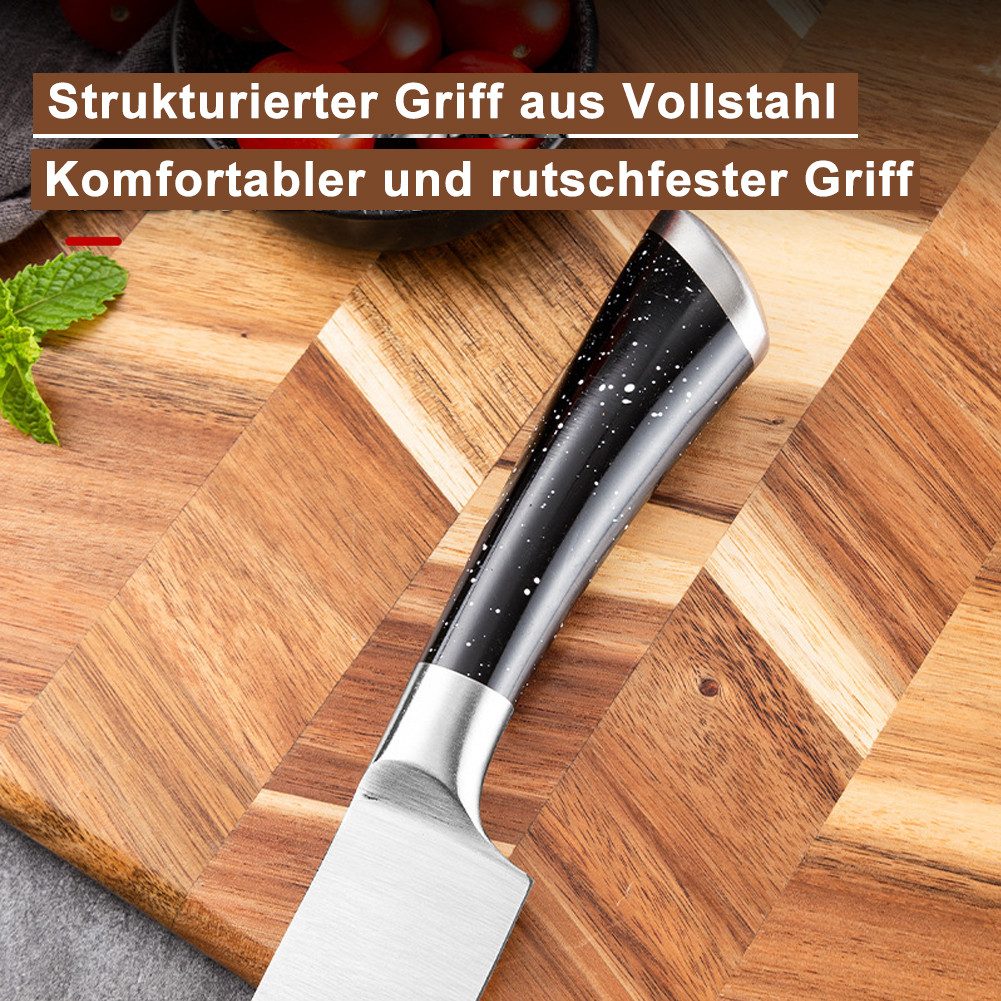 HT Messer-Set Messerblock Scharf Edelstahl Messerset Set (7-tlg), Profi Küchenmesserset