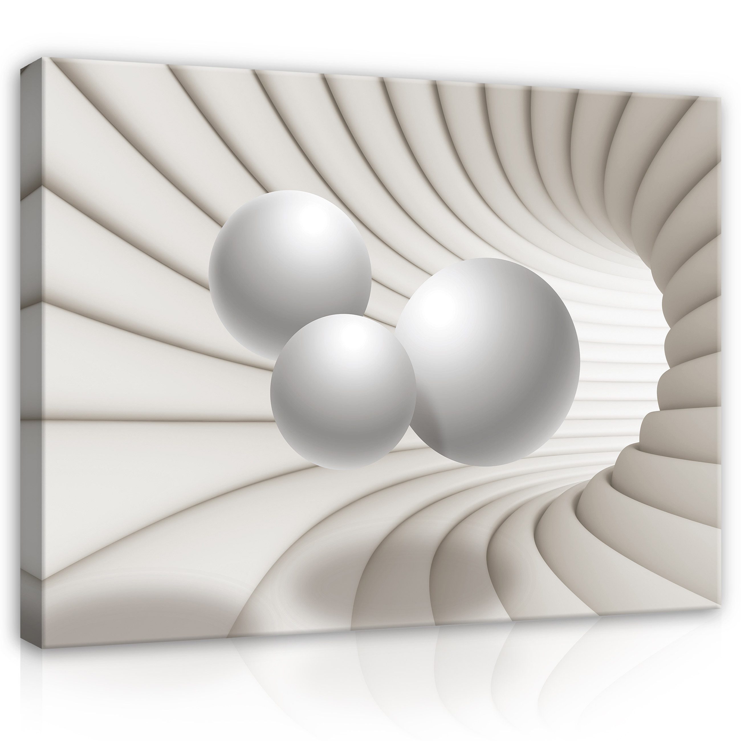 Wallarena Leinwandbild Abstrakt 3D Effekt Kugeln Beige Wandbilder Wand Deko XXL Bilder, 3D-Optik (Einteilig, 1 St), Leinwand Bilder Wohnzimmer Schlafzimmer Küche Wandbild Leinwandbilder