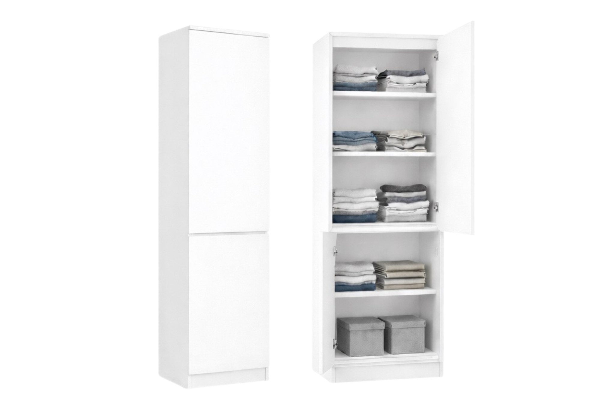 Home Collective Kleiderschrank Garderobenschrank Mehrzweckschrank Schrank platzsparend & vielseitig (50x40x180,5 cm (BxTxH), ideal für Schlafzimmer Flur & Arbeitszimmer) mit 2 Türig & 5 Einlegeböden in weiß