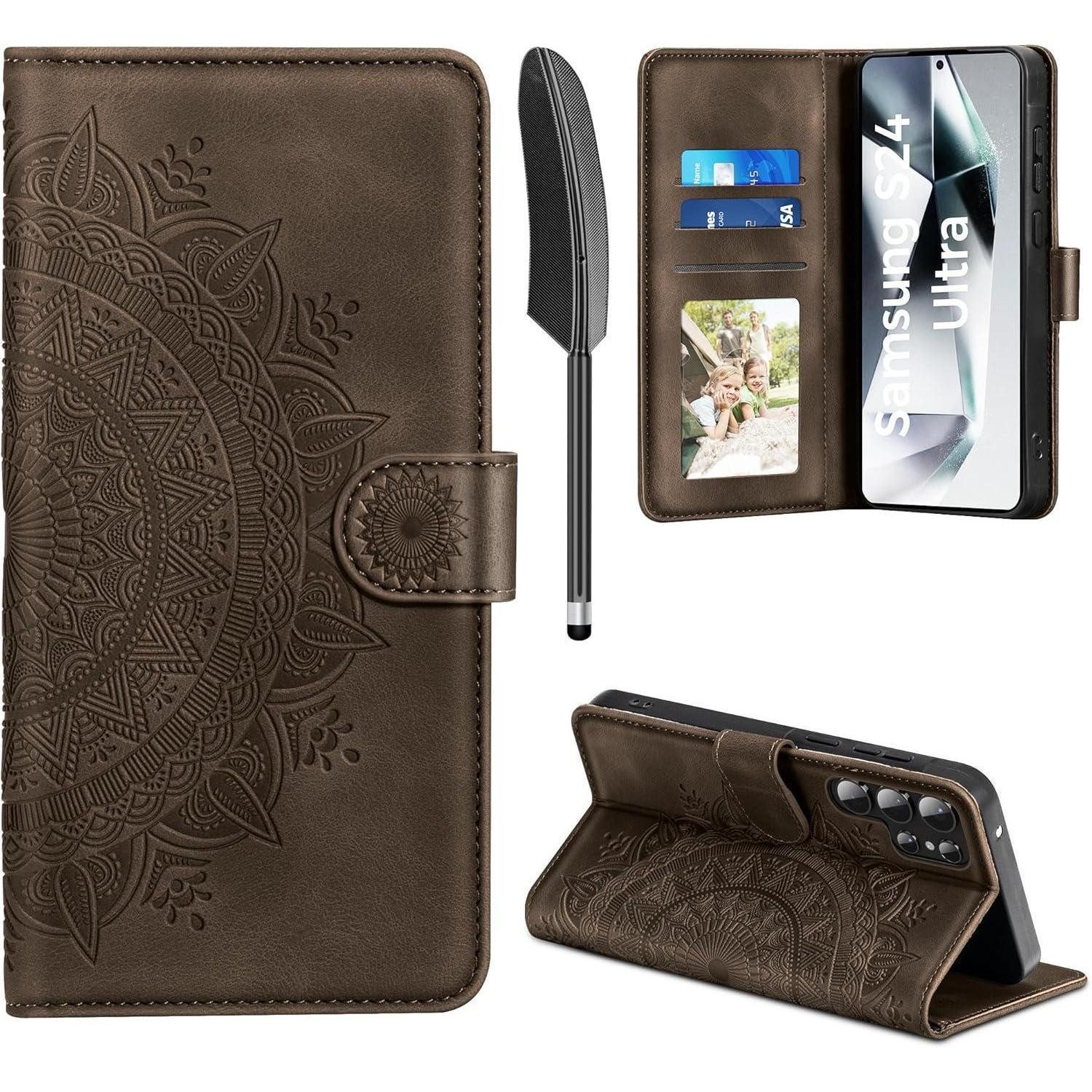 LuxusKollektion Flip Case Handyhülle Samsung Galaxy S24 Ultra Flip Wallet Premium Leder Tasche