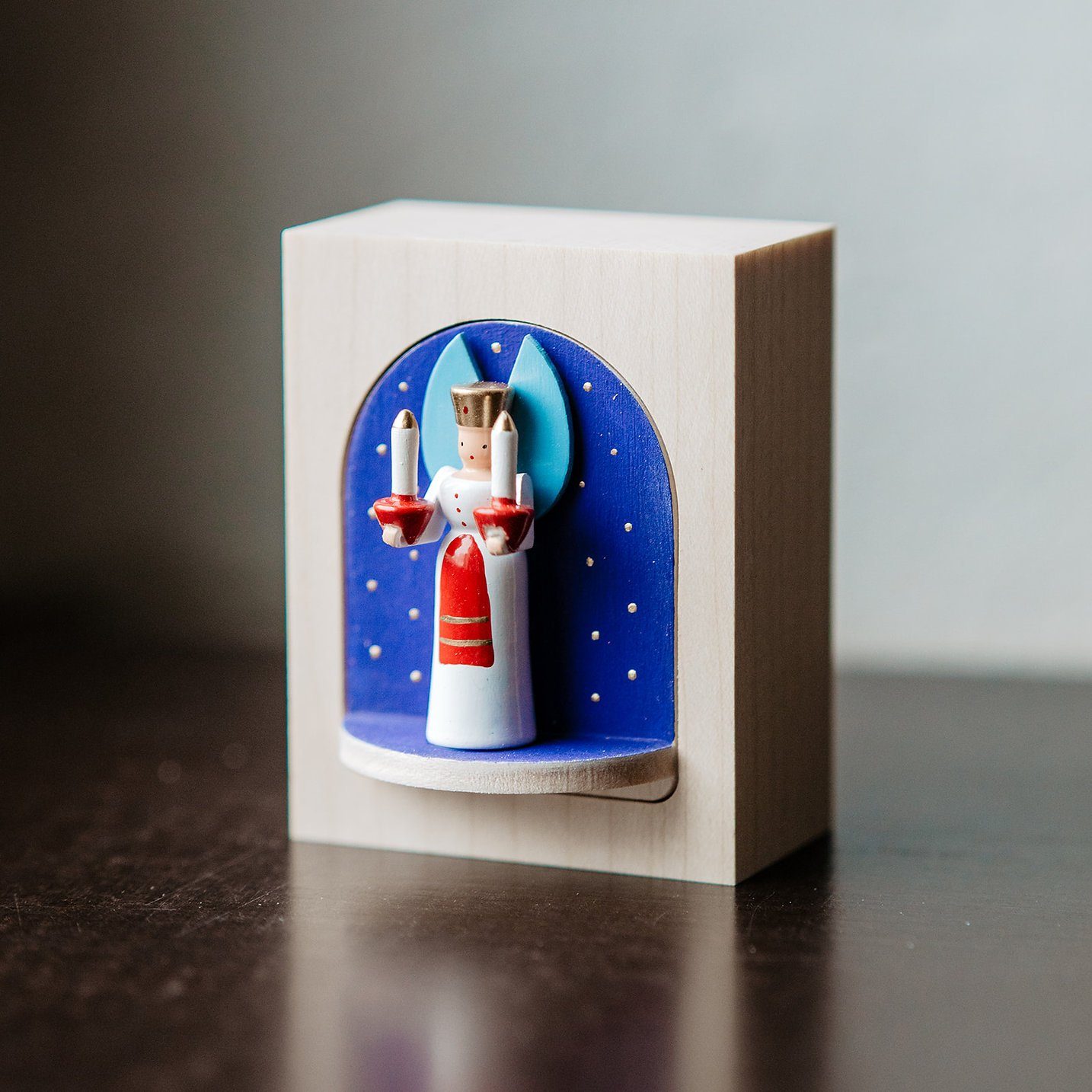 Volkskunst Wolfgang Braun Weihnachtsfigur Miniaturfigur Drehkastl Lichterengel 5x6x2,5cm NEU
