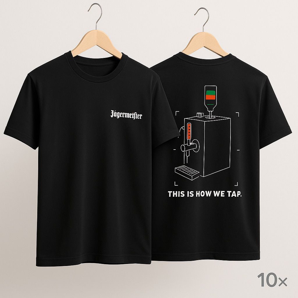 Jägermeister T-Shirt T-Shirt Schwarz – 10er Set – „This Is How We Tap.“