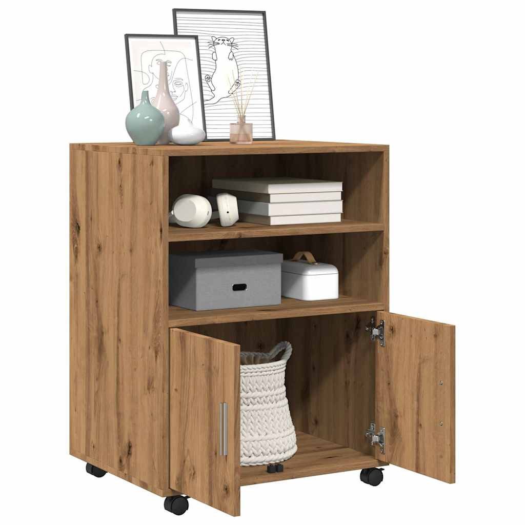 vidaXL Aktenschrank Rollschrank Artisan-Eiche 60x48x81 cm Holzwerkstoff (1-St)