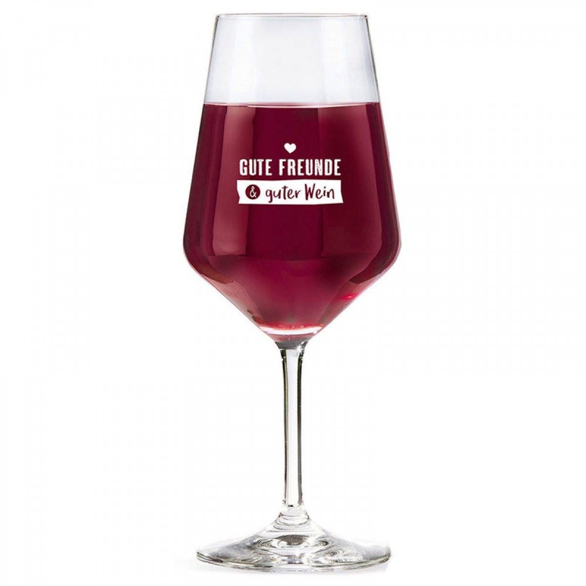 GILDE Weißweinglas Weinglas Gute Freunde und guter Wein Glas