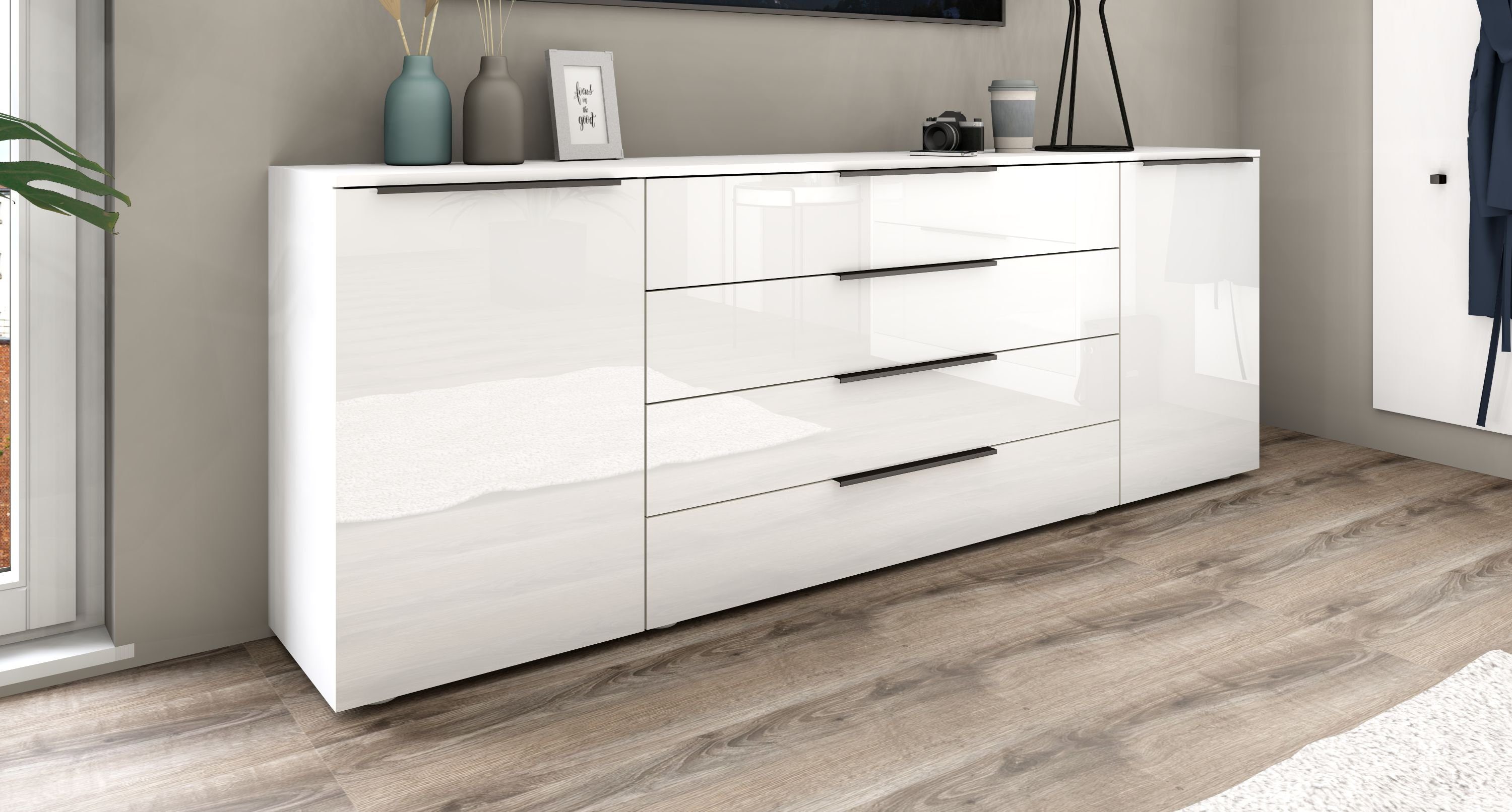 borchardt Möbel Sideboard Tom, moderne Kommode mit Metallgriffen, 200cm bre günstig online kaufen