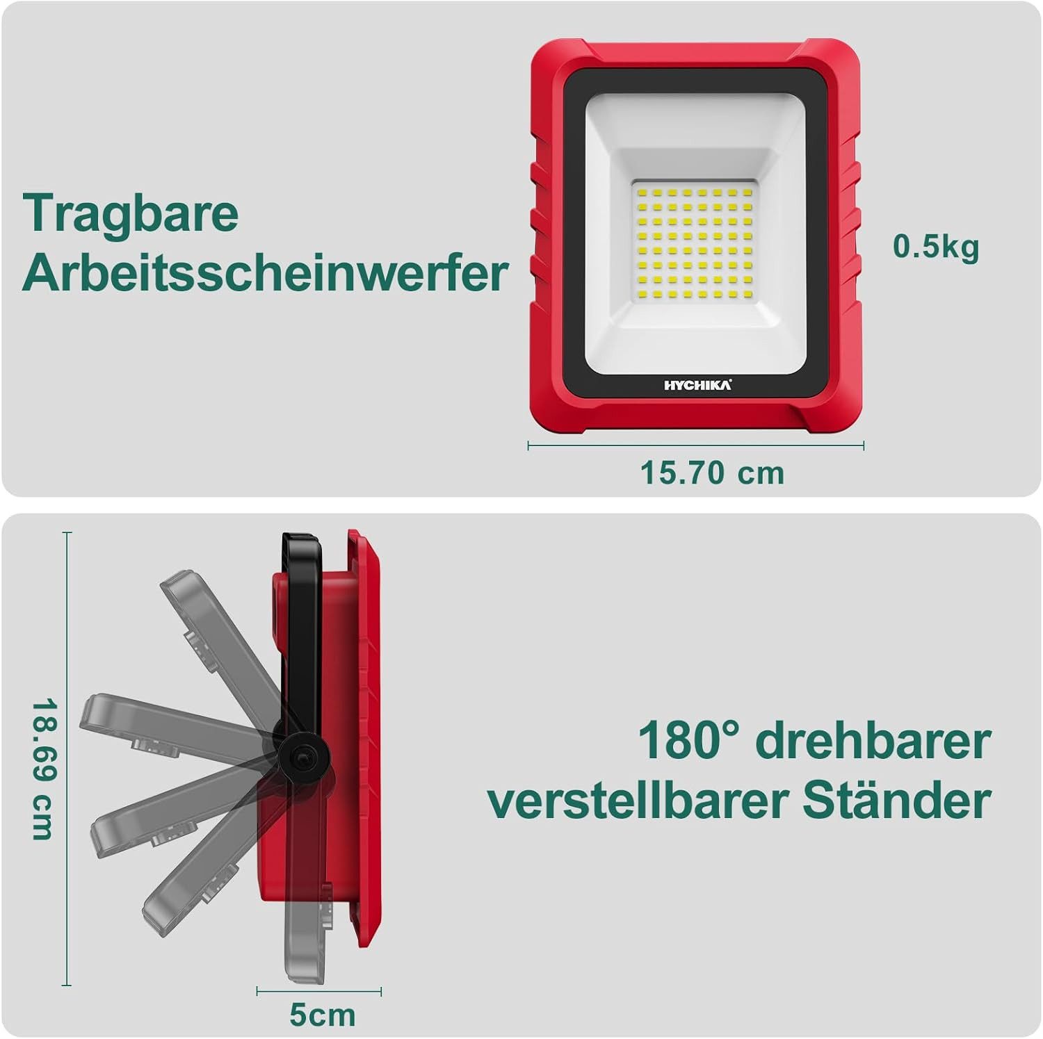 HYCHIKA LED Scheinwerfer HYCHIKA LED Construction Spotlight, 20 W