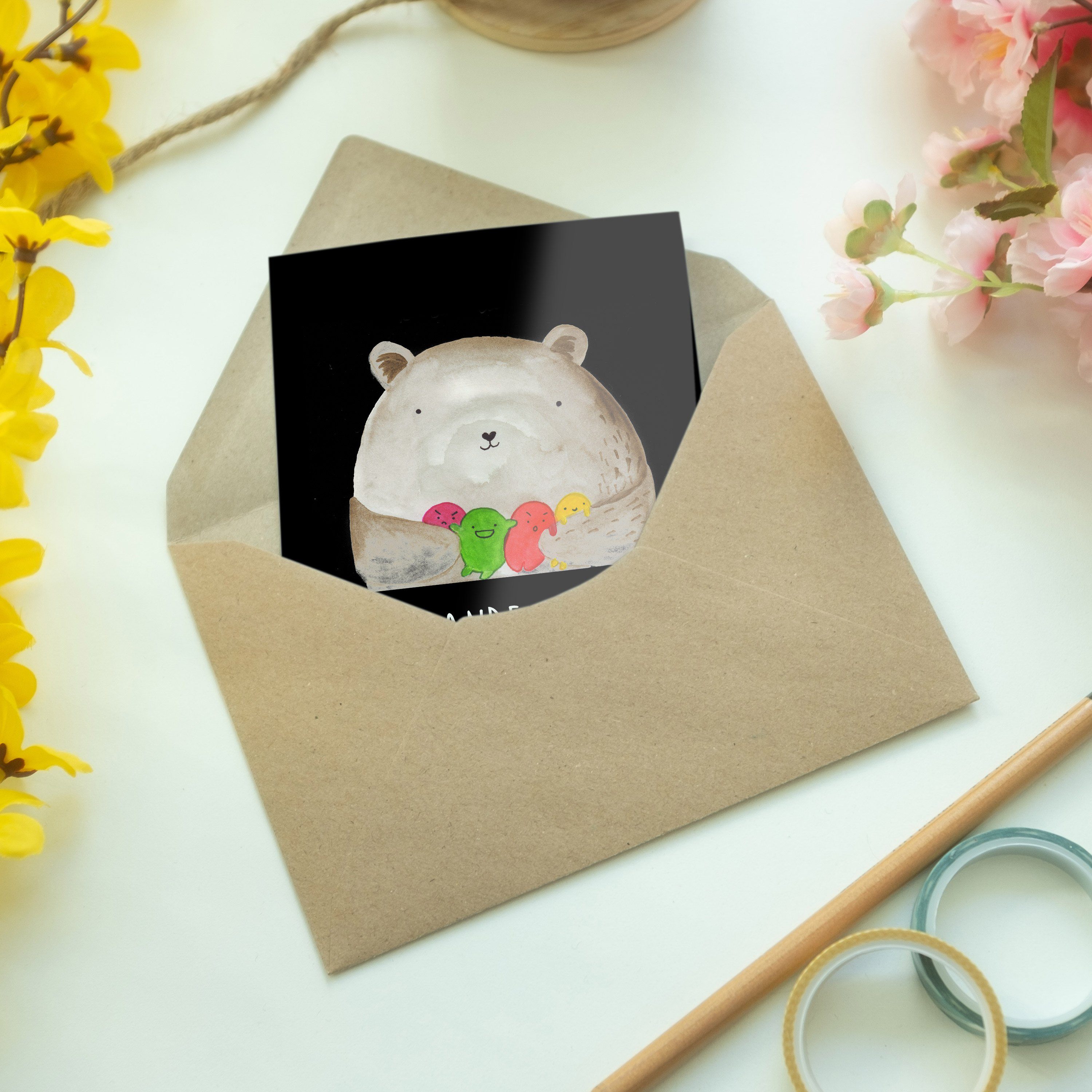Gefühl Klappkarte, Mrs. - & - Schwarz Hochzeitskarte Geschenk, Grußkarte Mr. Bär Verrückt, Panda