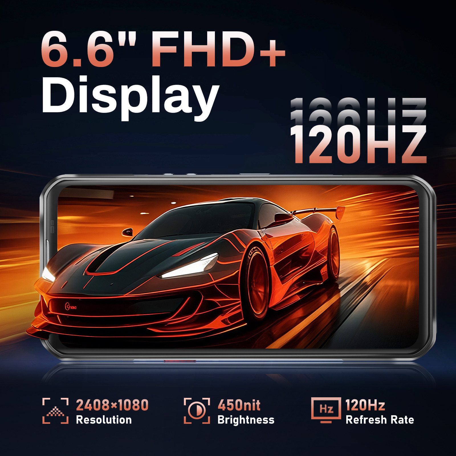 OUKITEL WP55 36+256GB 5G Outdoor Smartphone (16,76 cm/6.6 Zoll, 256 GB Speicherplatz, 108 MP Kamera, 5G, Android 15, 6.6" FHD 120Hz, NFC, OTG, IP68 Wasserdicht) – Bild 2 von 5