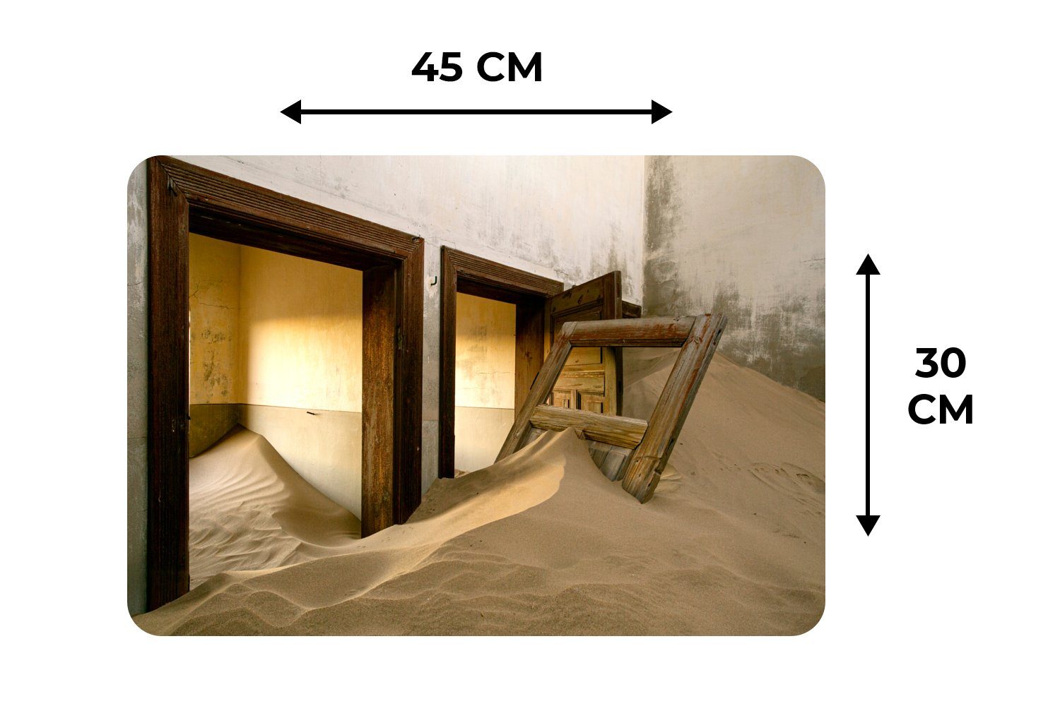 Platzdecken, Architektur Platzset, - Tür, (6-St), Tischmatten, Platzmatte, Platzset, Wüste Sand Schmutzabweisend MuchoWow, - -