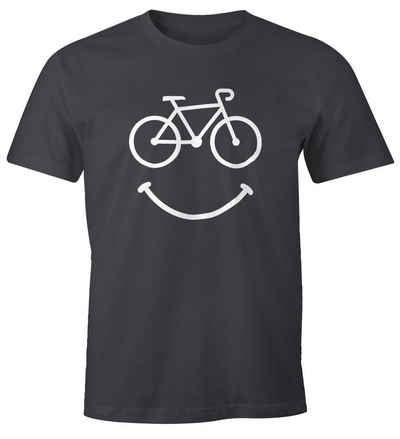 Print-Shirt Fahrrad Herren T-Shirt Smile Happy Bike Radfahren Fun-Shirt Moonworks® mit Print