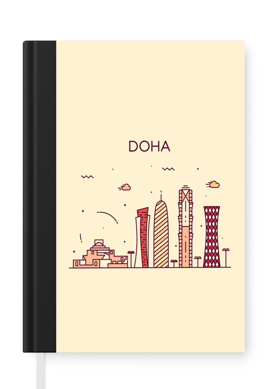 MuchoWow Notizbuch Skyline - Katar - Doha, Journal, Merkzettel, Tagebuch, Notizheft, A5, 98 Seiten, Haushaltsbuch