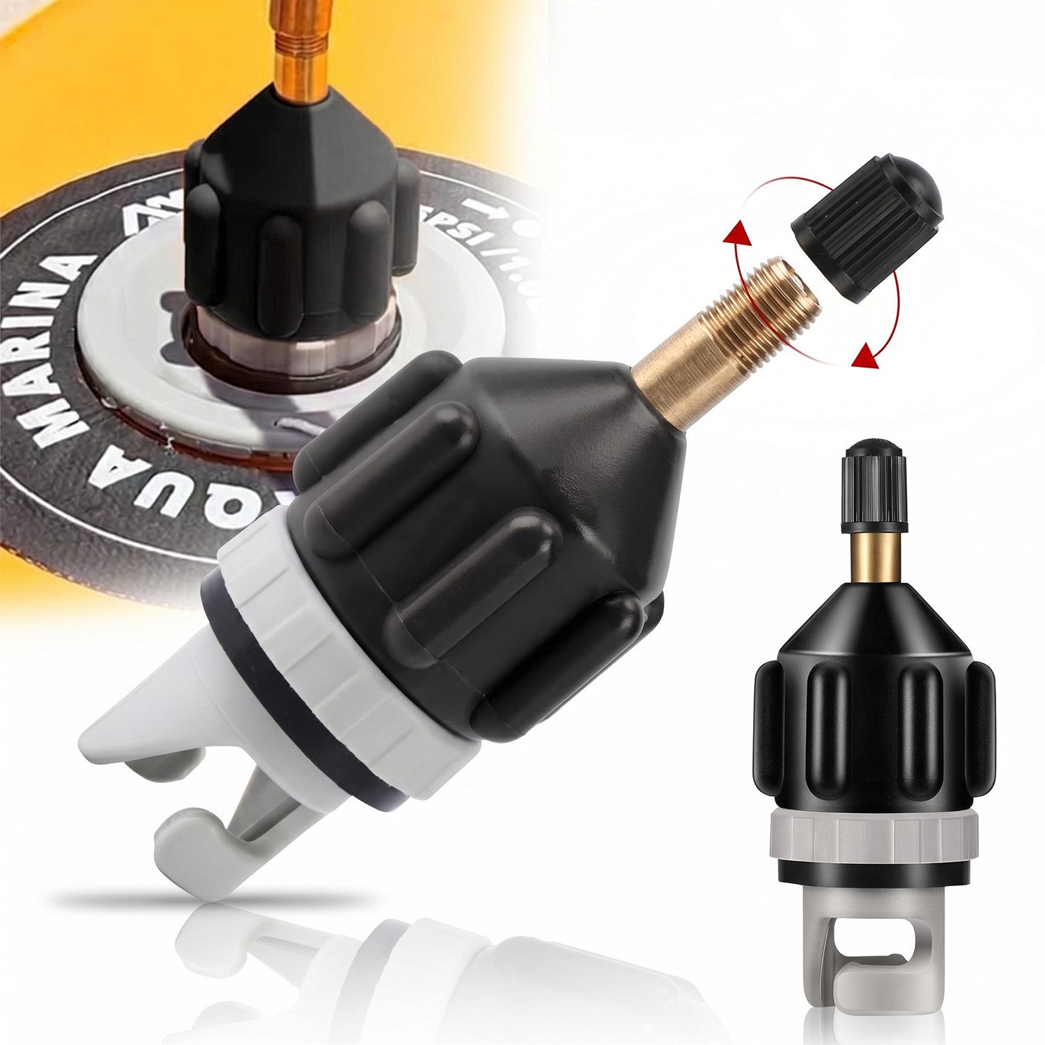 MOPUEA SUP-Pumpe Adapter für Schlauchboote Kompressor Luft Ventiladapter (Adapter Konventionelle Aufblasbares Boot Luftpumpe Luftventiladapter, 1-tlg), Konverter Pumpkopf Anschluss für Kajak Stand Up Paddle Board