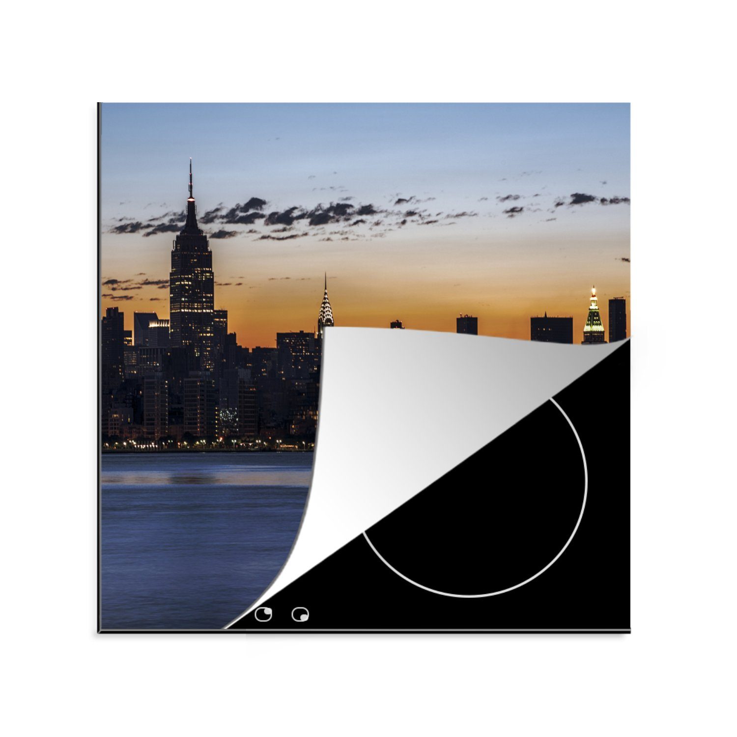 MuchoWow Herdblende-/Abdeckplatte Dunkle Skyline von New York, Vinyl, (1 tlg), 78x78 cm, Ceranfeldabdeckung, Arbeitsplatte für küche