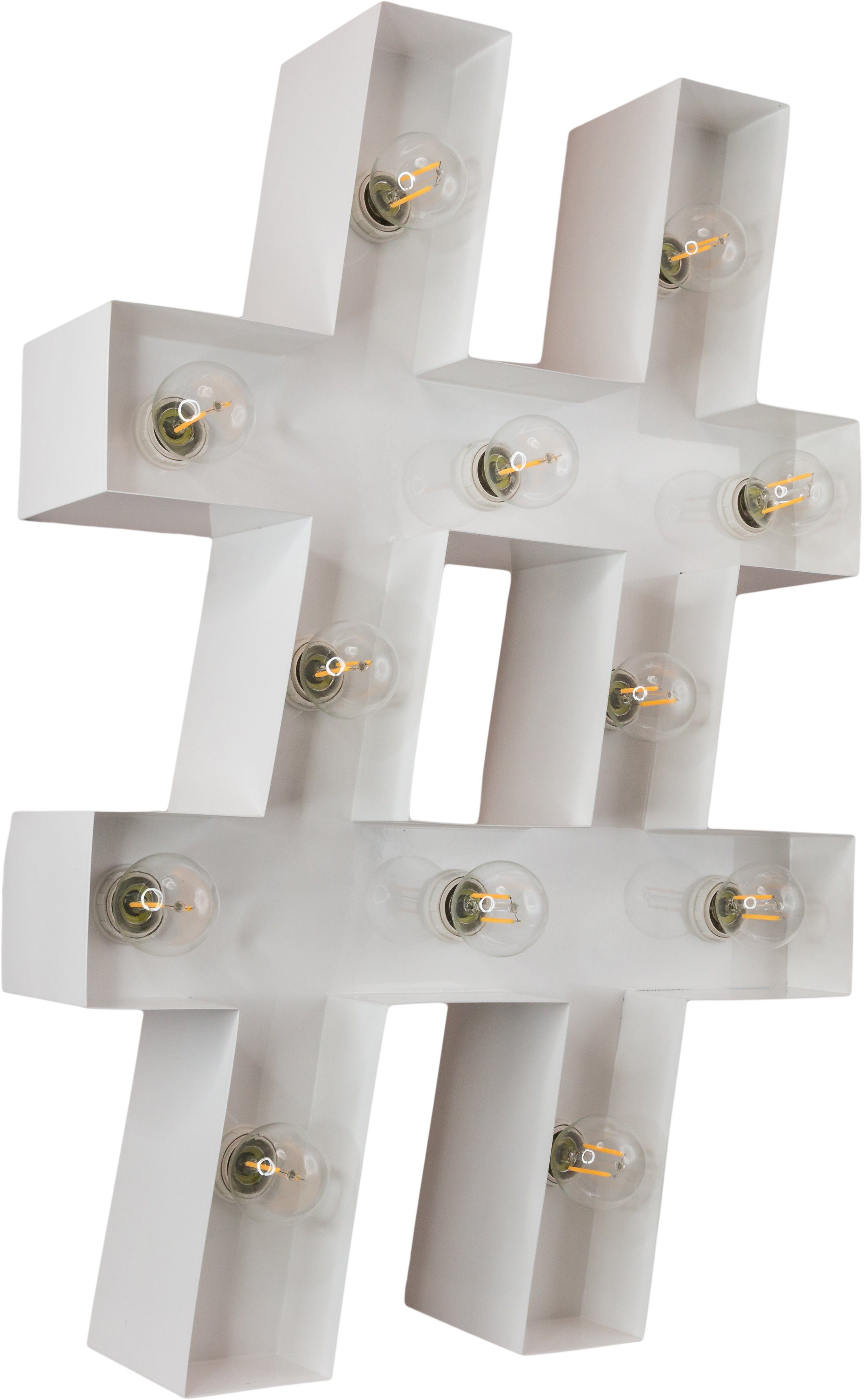 MARQUEE LIGHTS LED Dekolicht Hashtag, ohne Leuchtmittel, Warmweiß, Wandlampe, Tischlampe Hashtag 12 Leuchtmittel E14 (exkl) - 42X61 cm