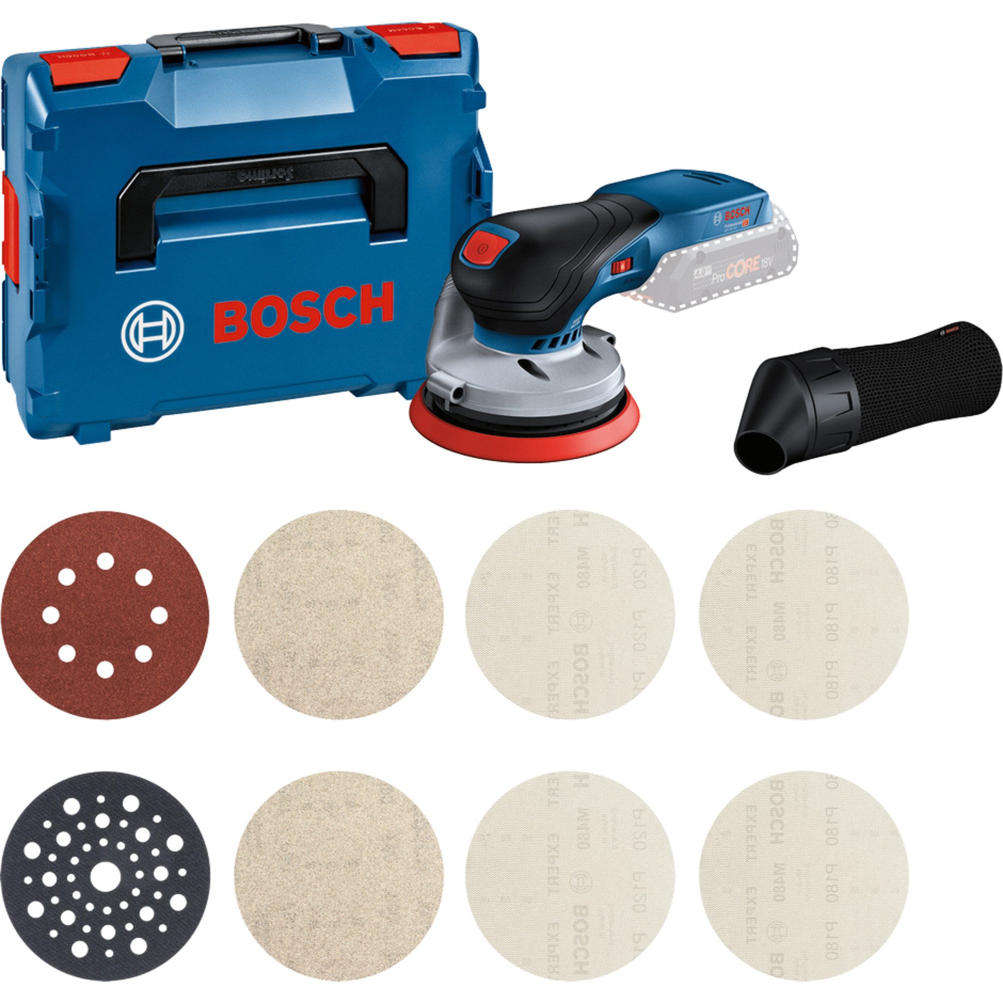 Bosch Professional Akku-Multifunktionswerkzeug Bosch Professional Akku-Exzenterschleifer GEX, ohne Akku und Ladegerät, in L-BOXX