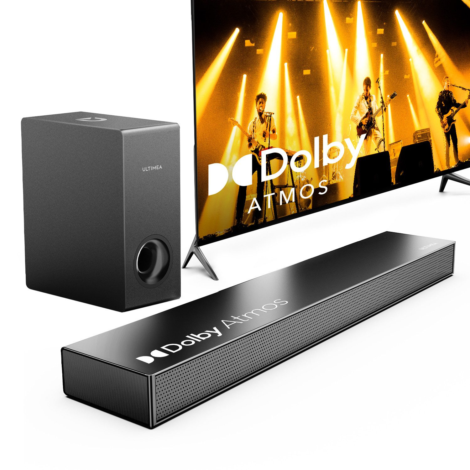 Ultimea Nova S50 2.1 Kanal Dolby-Atmos Soundbar (190 W, BassMAX, 3D Surround Sound System für TV-Lautsprecher, HDMI eARC)