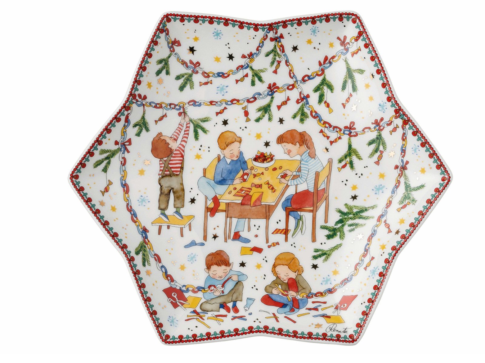 Hutschenreuther Gebäckteller Sammelkollektion 2024 Weihnachtsleuchten Sternschale 24cm, Porzellan, (Sternschalen)