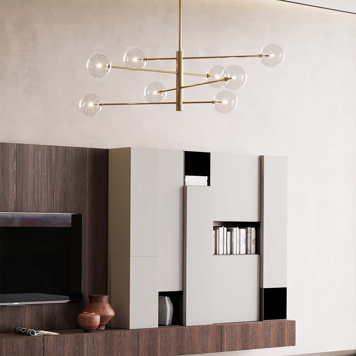 Ideal Lux Hängeleuchten Equinoxe SP Pendelleuchte 6/8/12-flammig Glas & Metall dimmbar, LED wechselbar, Hängeleuchte