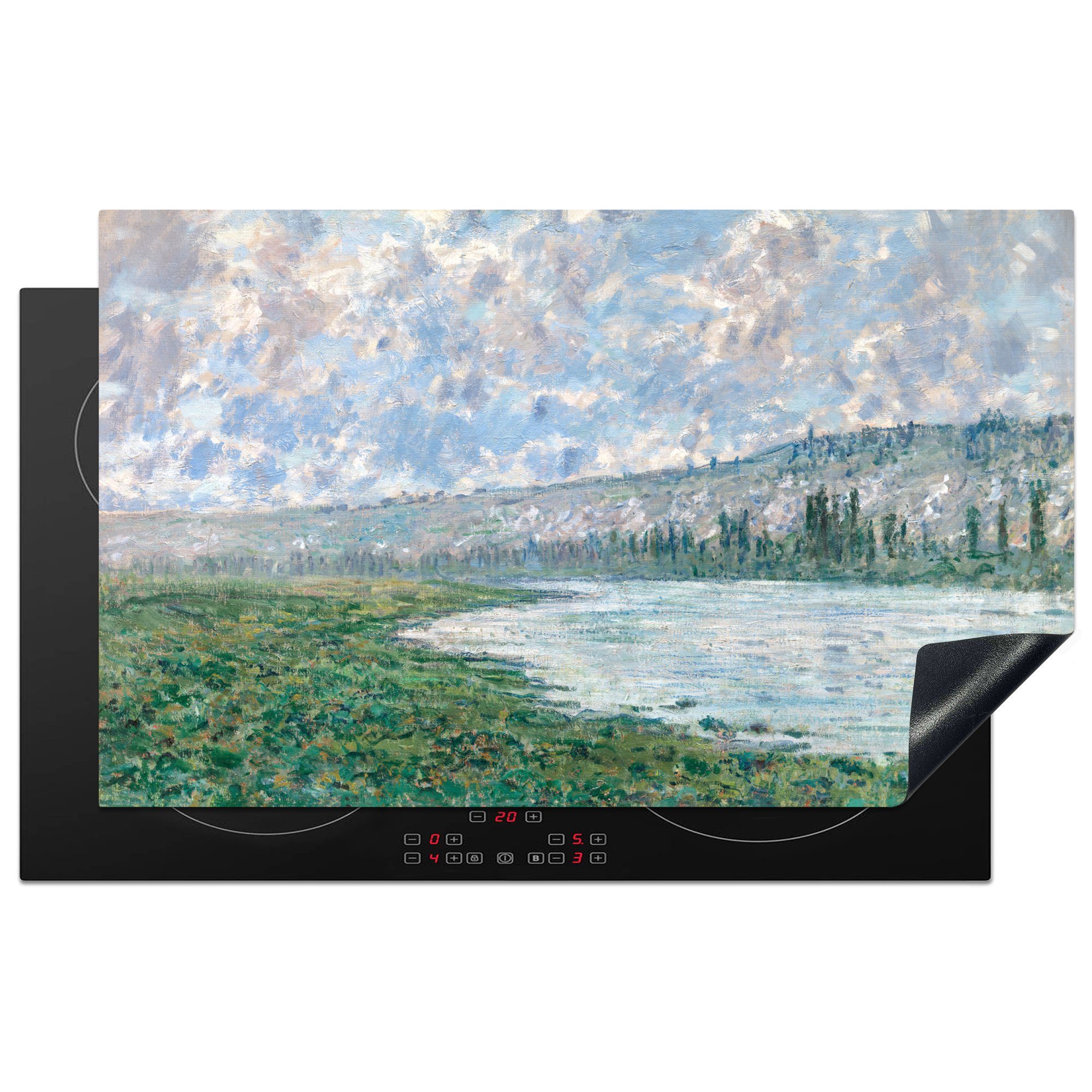 MuchoWow Herdblende-/Abdeckplatte Seine bei Vetheuil - Gemälde von Claude Monet, Vinyl, (1 tlg), 83x51 cm, Ceranfeldabdeckung, Arbeitsplatte für küche