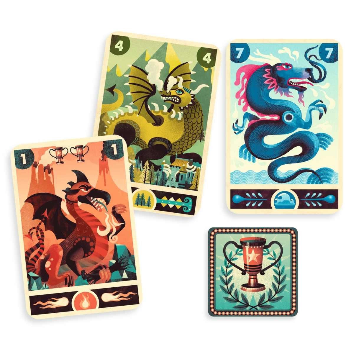 DJECO Spiel Dragon Deck Fantasie-Kartenspiel für Kinder, Kartenspiele: Dragon Deck, Strategie- und Angriffsspiel