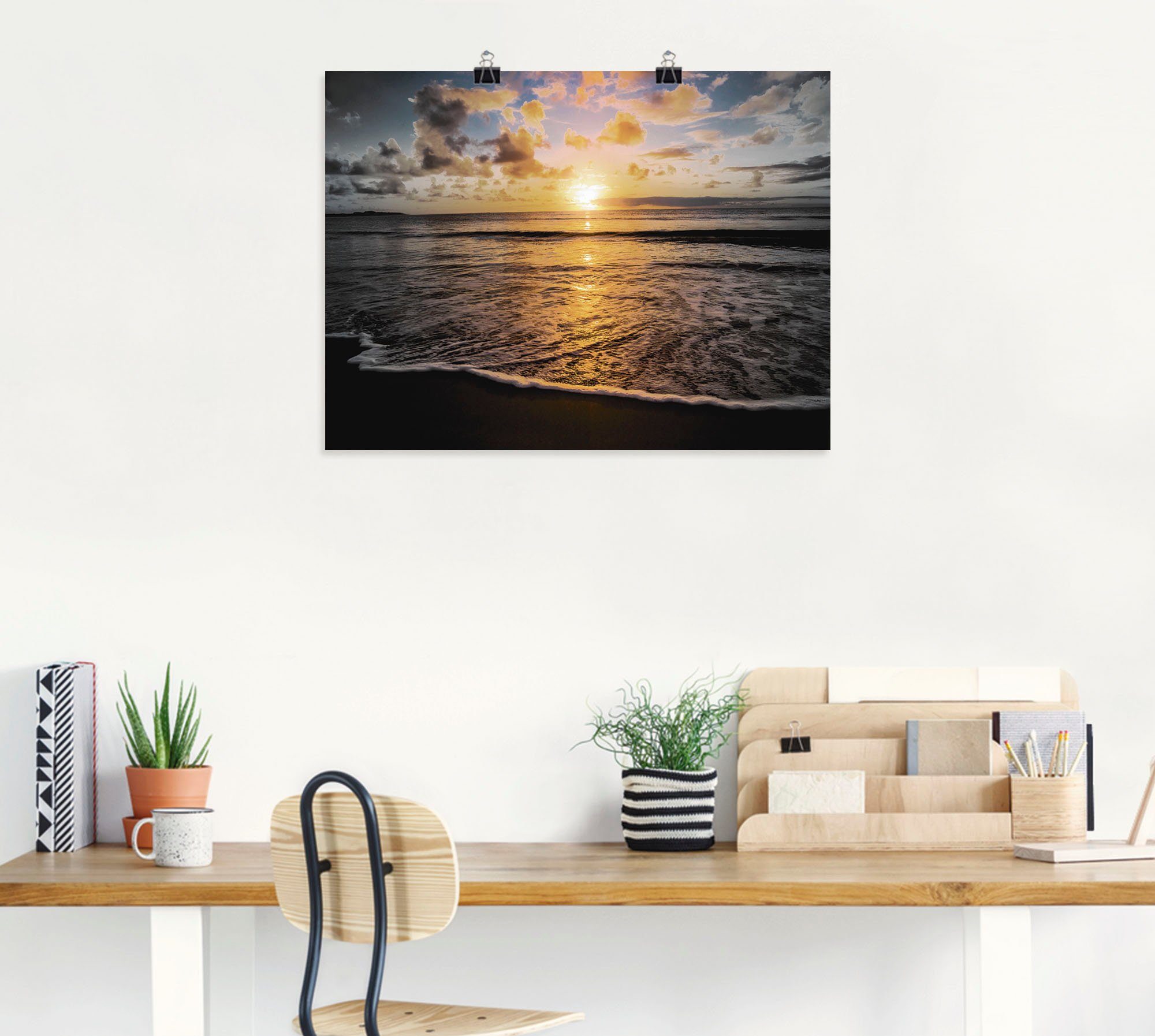 Poster & Tropischer Sonnenuntergang Wandaufkleber Artland (1 Sonnenaufgang Leinwandbild, Größen St), am oder Wandbild versch. Strand, -untergang in als