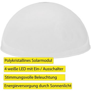 Bestlivings LED Solarleuchte, LED fest integriert, weiß, Solar Gartenlicht Halbkugel Ø20cm Solarkugel, Solarlampe