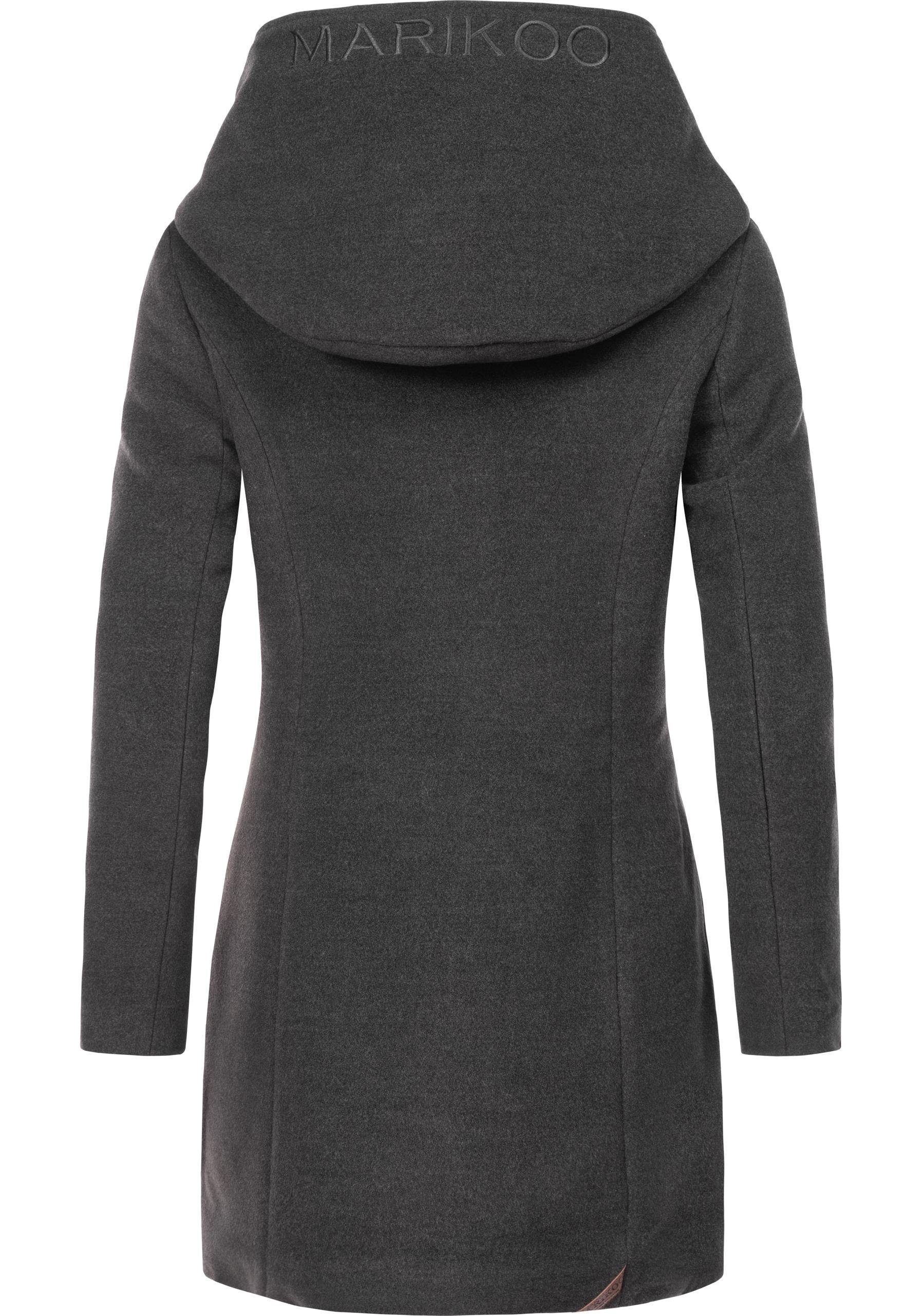 Marikoo Wintermantel Maikoo hochwertiger Mantel in Wollmantel-Optik mit großer Kapuze