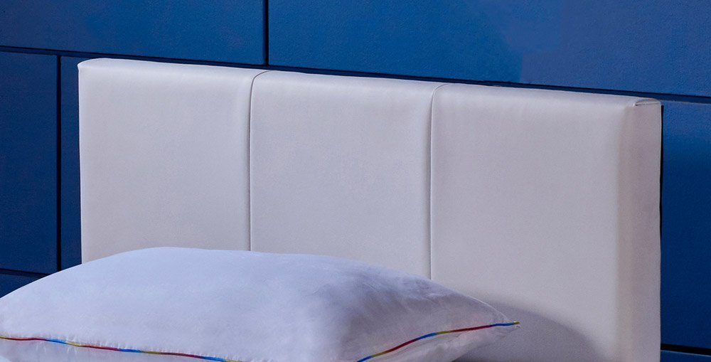 HOME DELUXE Bett inkl. 2-tlg., & gepolstertes weiß Beleuchtung), ASTEROID Bett cm Polsterbett, x LED LED 200 Lattenrost (inkl. Kunstlederbett Lattenrost, 90 Kopfteil