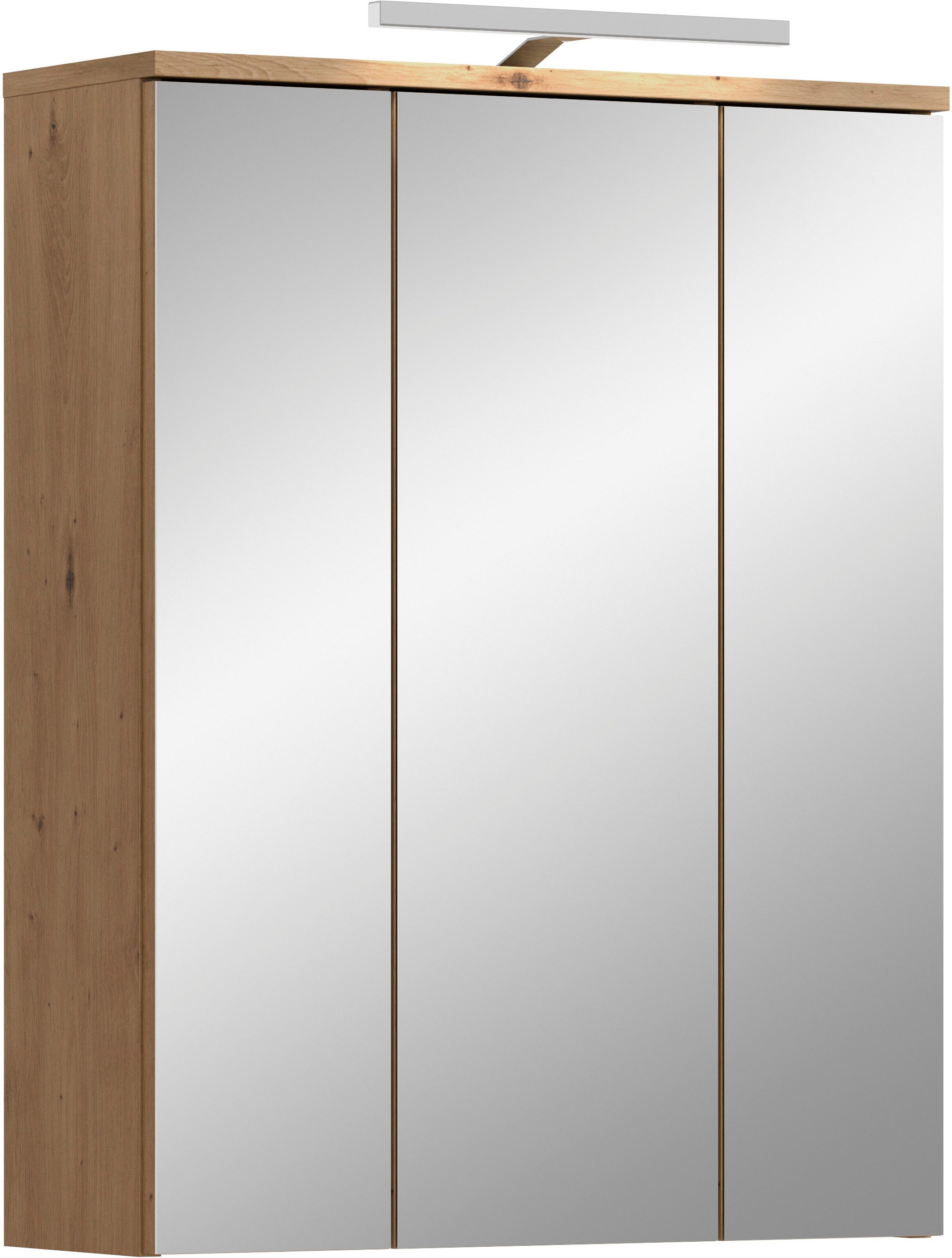 welltime Badezimmerspiegelschrank LUCCA, Breite 60cm, inkl. LED Beleuchtung, 3 Spiegeltüren (Set, 2-St)