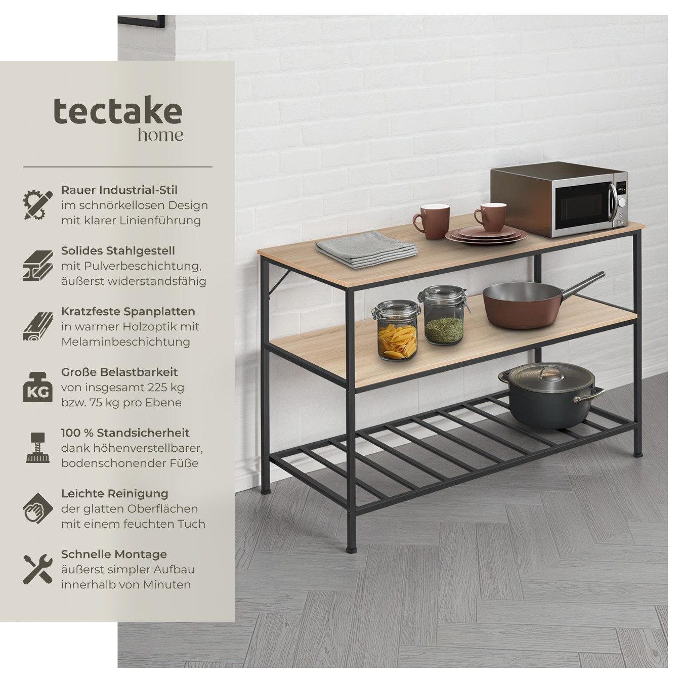 tectake Küchenregal Akeley, Set 1-tlg., Industrial Style günstig online kaufen