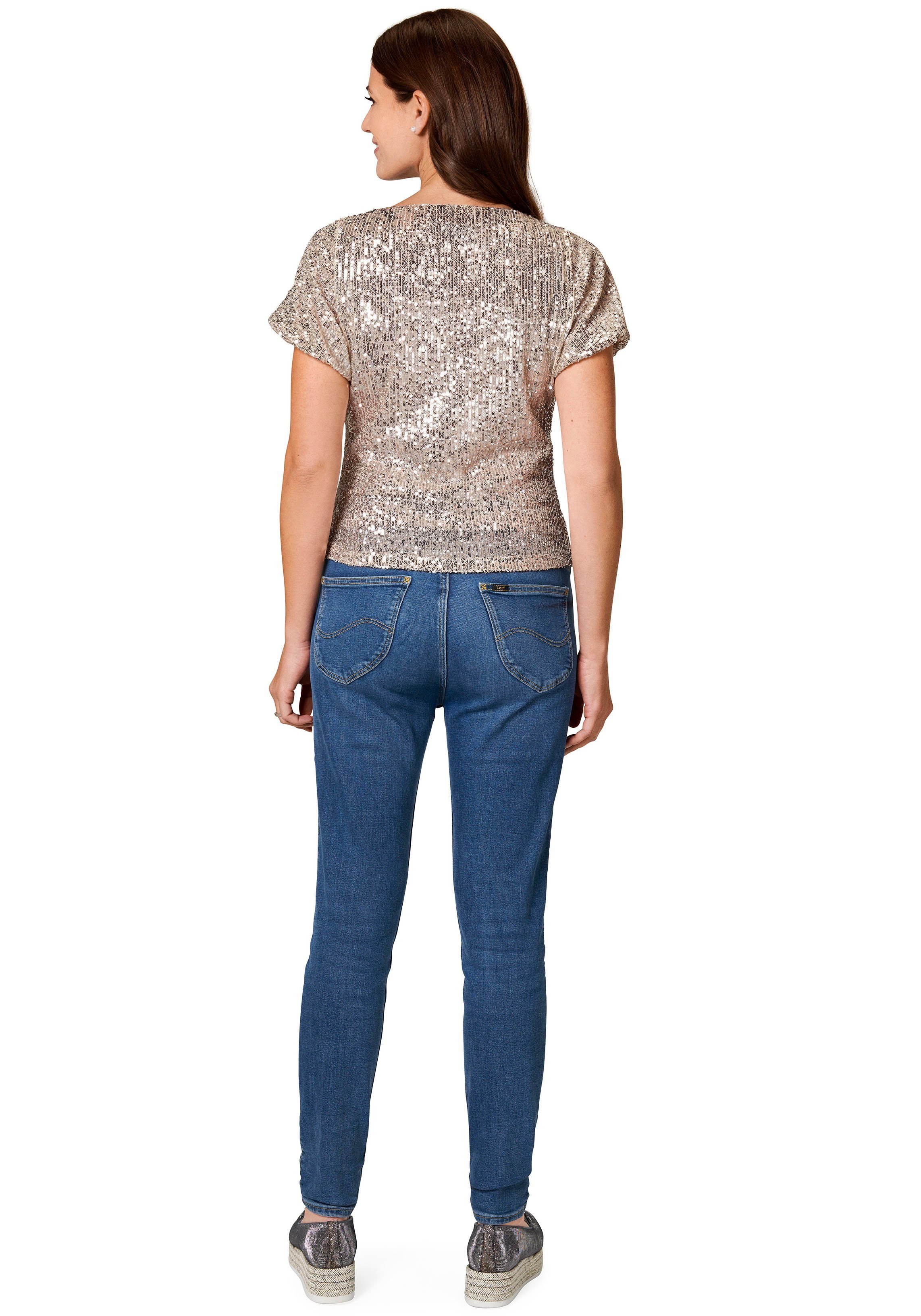 select! By Hermann Lange T-Shirt Gabrielle mit Pailletten besetzt,  Elegantes Paillettenshirt